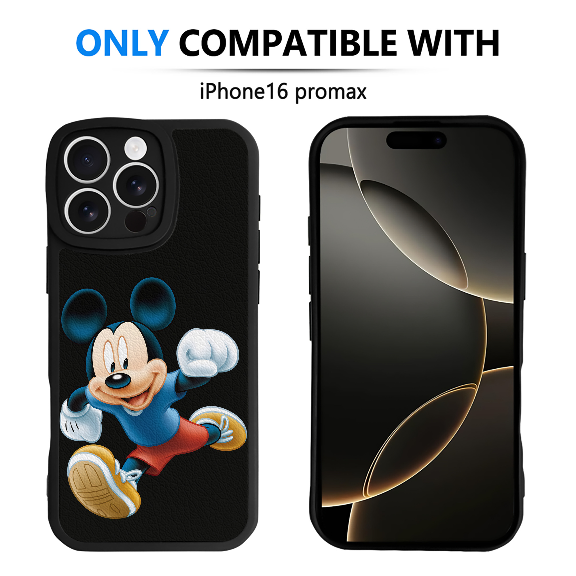 （画像用） ミッキーマウス Mickey Mouse 【iPhone 16シリーズ対応】シリコンスマホケース（レザー調） 材質：シリコン